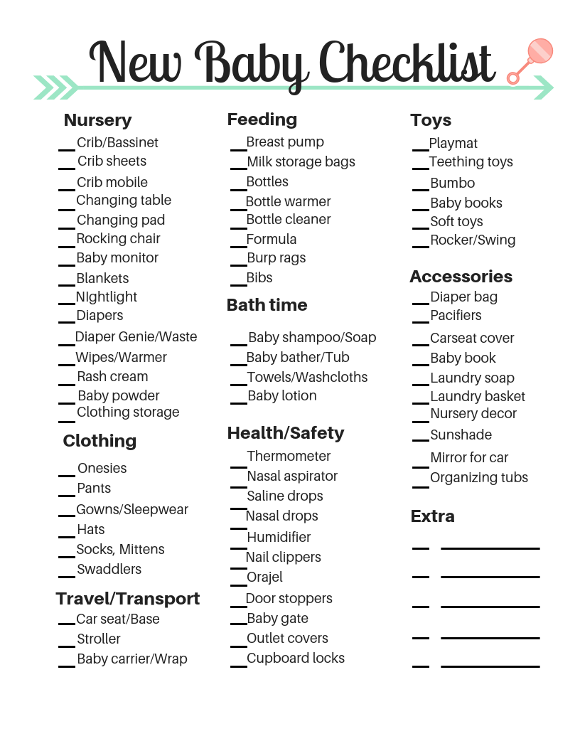 FREE New Baby Checklist! Printable! - Motivation for Mom