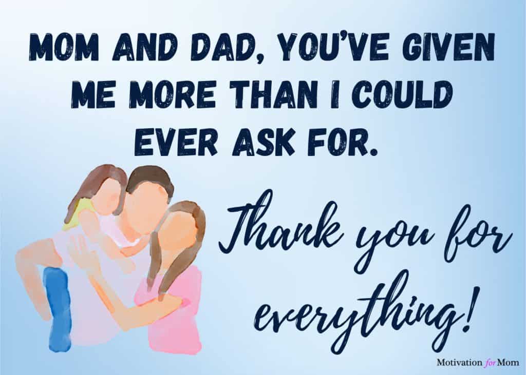 thank you mom and dad quotes, thank you cards for mom and dad